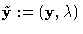 $\tilde {\bf y}:=({\bf y},\lambda)$